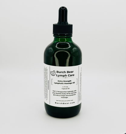 Burch Bear Lymph Care Massage Oil – Lymphatic Detox & Support with Jojoba, Cleavers, Burdock Root, Birch Bark, Dandelion Root, Elderberries & Clove (4oz)