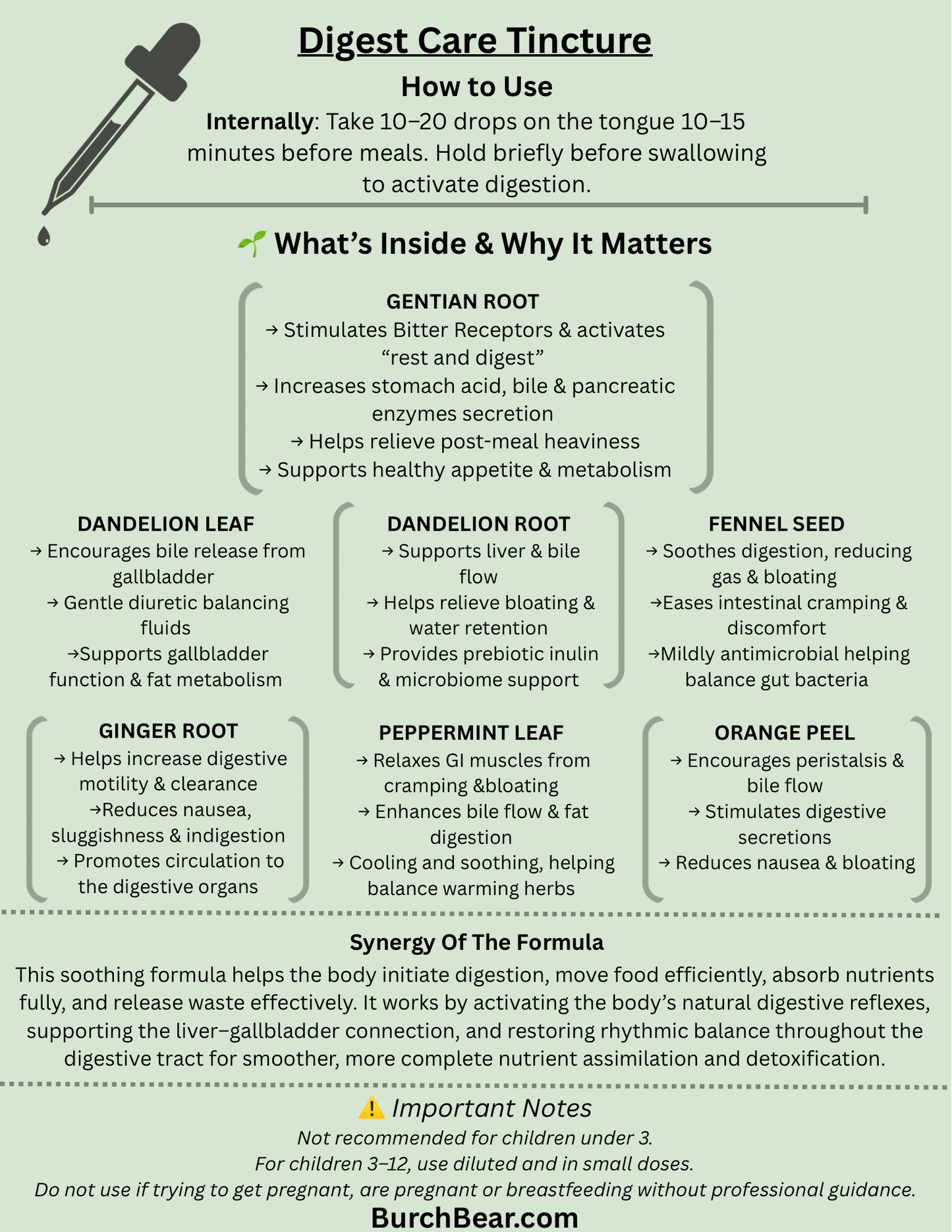 Burch Bear Digest Care Tincture - (2oz)