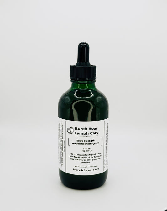 Burch Bear Lymph Care Massage Oil – Lymphatic Detox & Support with Jojoba, Cleavers, Burdock Root, Birch Bark, Dandelion Root, Elderberries & Clove (4oz)