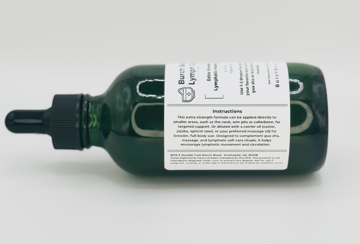 Burch Bear Lymph Care Massage Oil – Lymphatic Detox & Support with Jojoba, Cleavers, Burdock Root, Birch Bark, Dandelion Root, Elderberries & Clove (4oz)