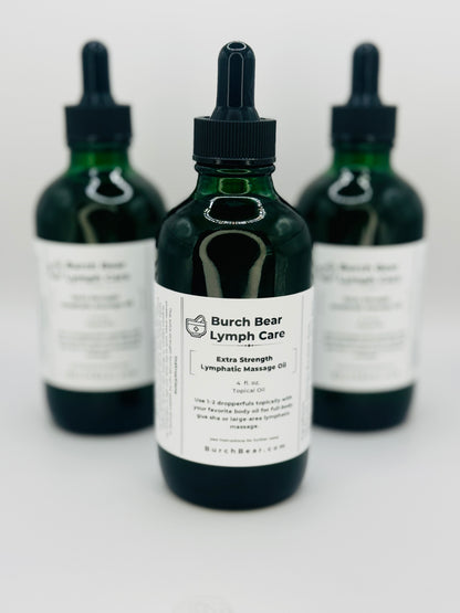 Burch Bear Lymph Care Massage Oil – Lymphatic Detox & Support with Jojoba, Cleavers, Burdock Root, Birch Bark, Dandelion Root, Elderberries & Clove (4oz)